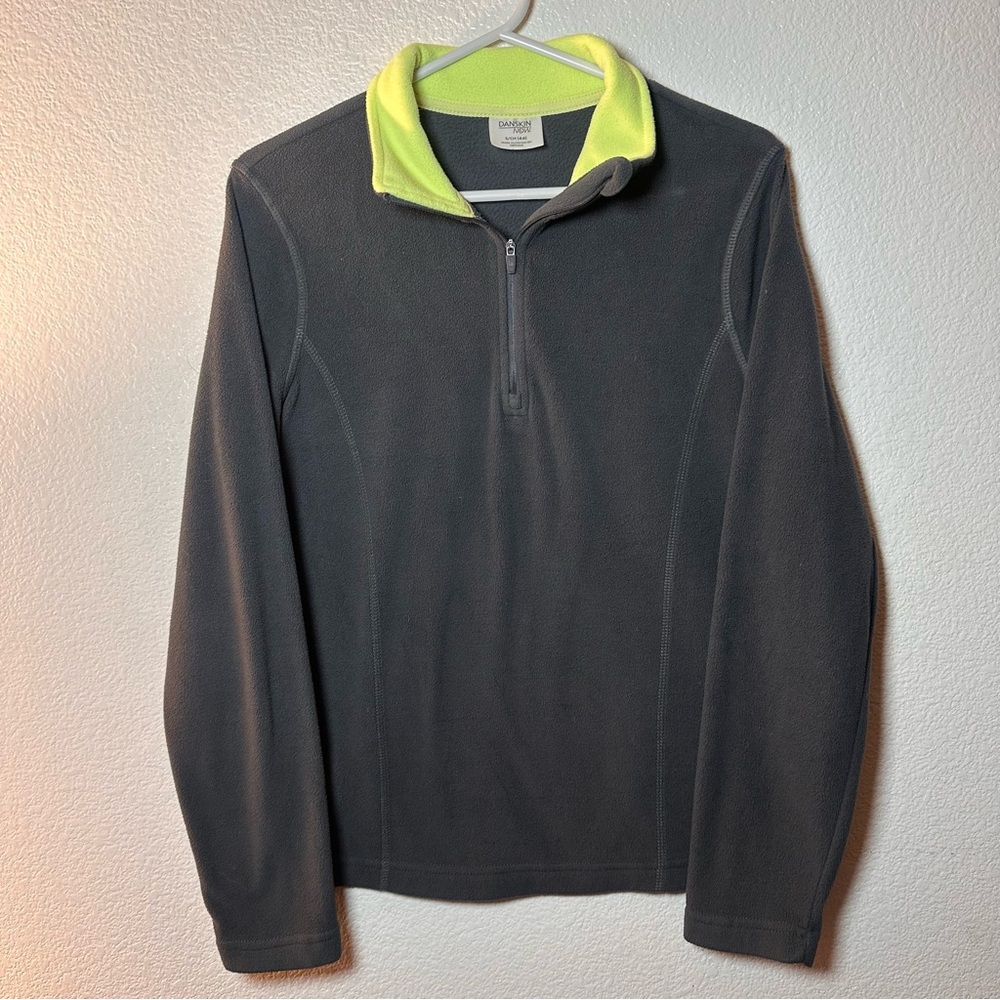 Danskin Women’s Gray Zip-Up Sweater with Neon Collar